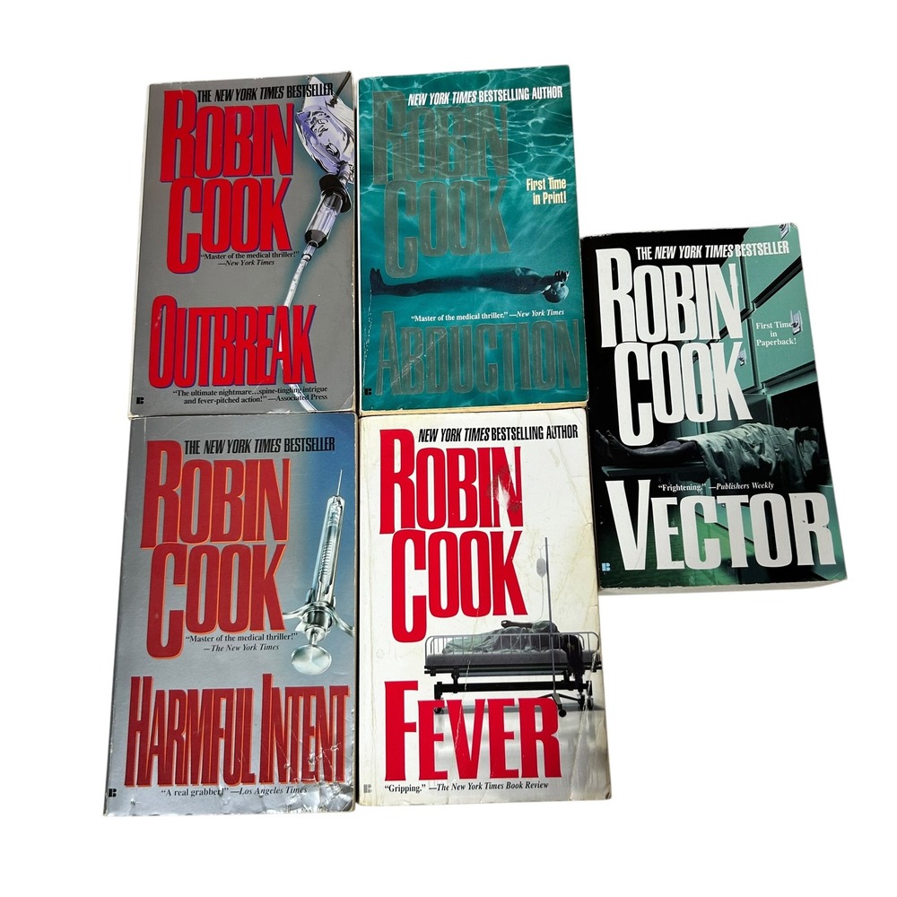 Vtg Robin Cook Medical Thriller Paperback Book Lot 5 Outbreak Vector Fever More